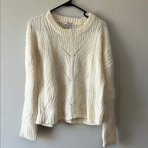Madewell Cream Open-Knit Crewneck Sweater